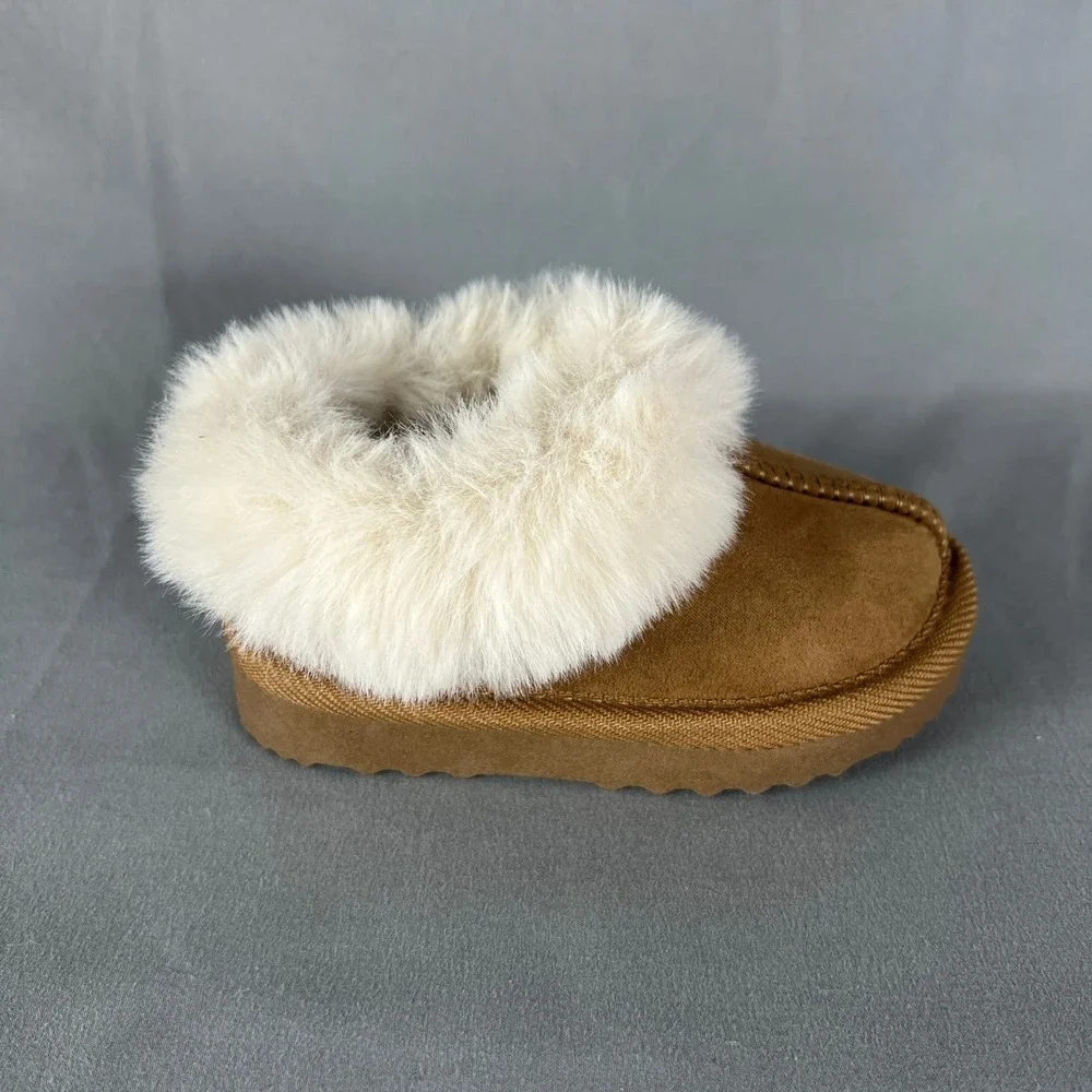 Slip On Shoes Girls 5 Brown Faux Fur Lined Comfortable Soft Cozy Warm Closed Toe